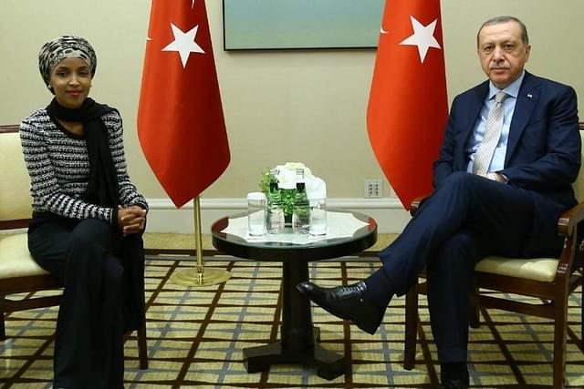 Ilhan Omar (L) with Recep Erdogan. (via Twitter)