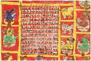 Fabric Hindu calendar/almanac corresponding to Western years 1871-1872. (Wikipedia)