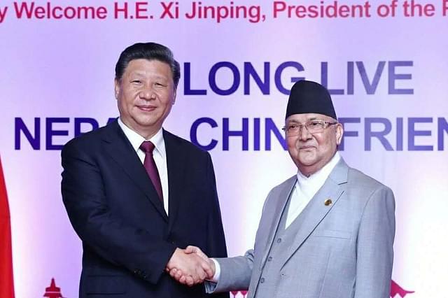 Chinese President Xi Jinping and Nepal Prime Minister K P Sharma Oli