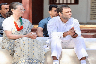 Congress President Sonia Gandhi - left, Rahul Gandhi - right
