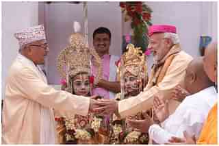 Prime Minister Narendra Modi with Nepal prime minister K P Sharma Oli in Janakpur, Nepal in 2018 (PMO) &nbsp;