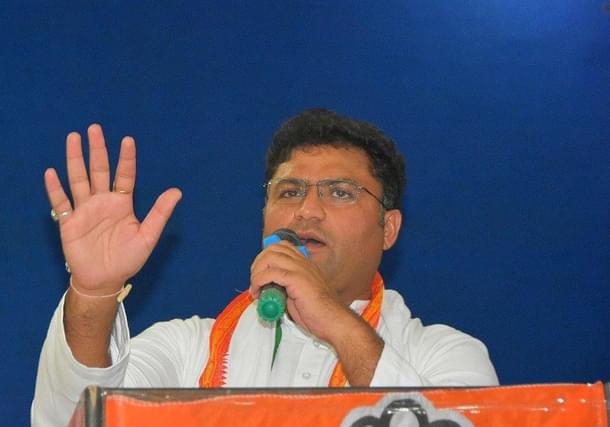 Ashok Tanwar addressing a gathering in Haryana. 