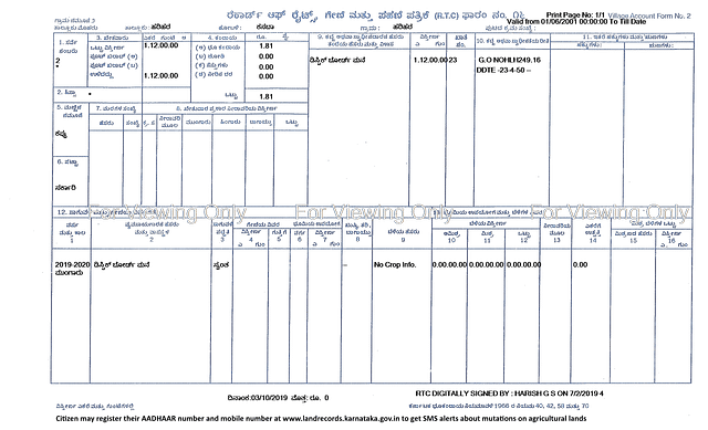 A sample digitised RTC