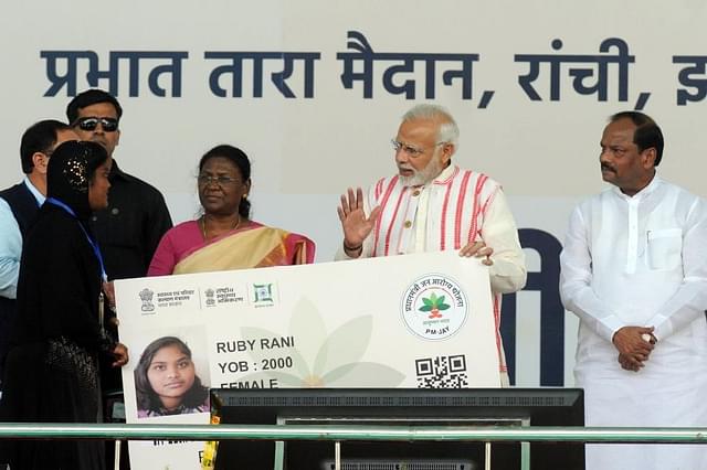 Prime Minister Narendra Modi at the launch of Ayushman Bharat. (Parwaz Khan/Hindustan Times via Getty Images)