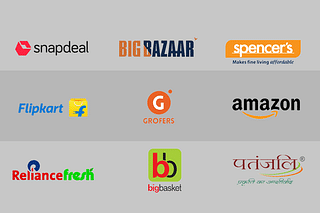 Logos of various online retailers in India.&nbsp;