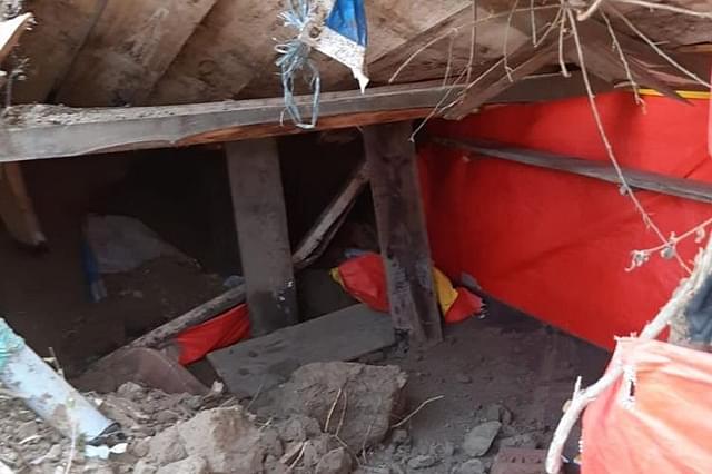 Terrorist hideout destroyed by security forces (@JmuKmrPolice/Twitter)