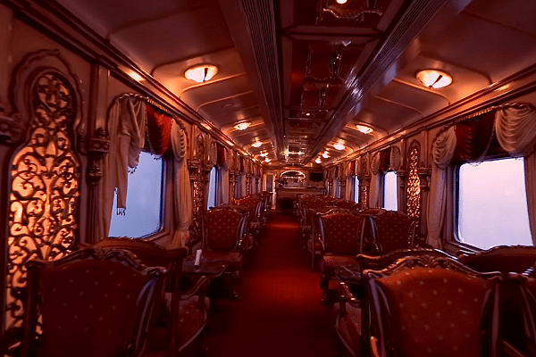 Inside view of the Golden Chariot train. (Srinivas US/YouTube)