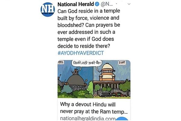 National Herald Article Twitter plug (Image via @GeetikaSwami Twitter Account)