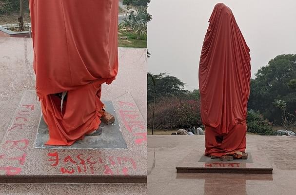 The statue of Swami Vivekananda in JNU. (Pic via Twitter)