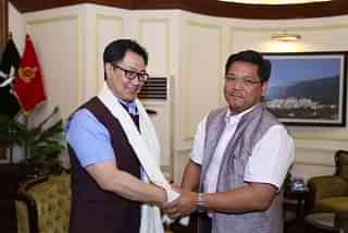 Minister of State of the Ministry of Youth Affairs and Sports Kiren Rijiju with Megahalaya CM Conrad Sangma. (via Twitter)