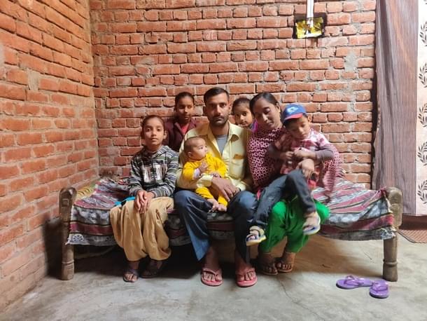 Saleem with his wife Wajida and children at their house in Shamli on November 29, 2019