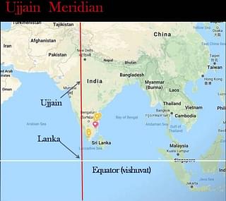 The Ujjain meridian that was used as the Prime Meridian.&nbsp;