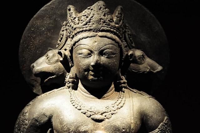 Kashmiri stone sculpture of Vaikuntha Vishnu at the Metropolitan  Museum in New York.
