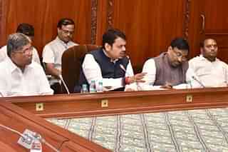 Maharashtra CM Devendra Fadnavis during the meeting with ministers (@CMOMaharashtra/Twitter)