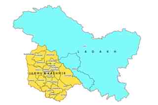MAP OF UT OF JAMMU &amp; KASHMIR AND UT OF LADAKH. (as per government release)