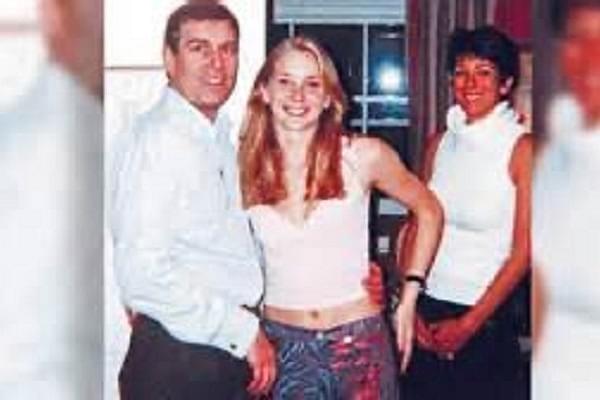 The picture of Prince Andrew posing with his hand around Giuffre. (Image Via Twitter)&nbsp;