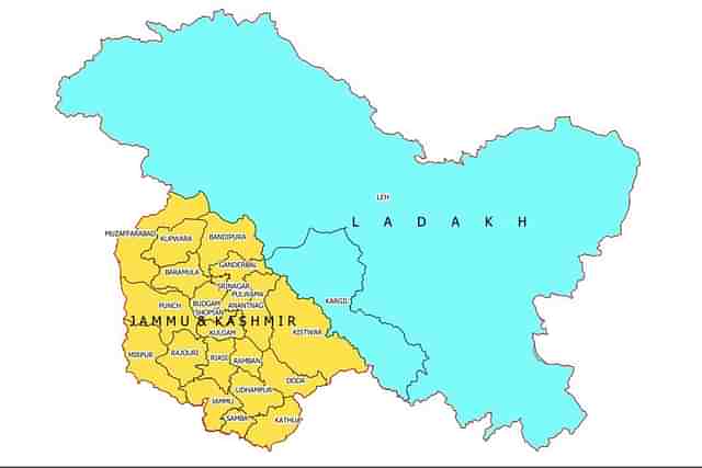 MAP OF UT OF JAMMU &amp; KASHMIR AND UT OF LADAKH. (Representative Image) (as per government release)