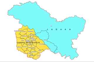 MAP OF UT OF JAMMU &amp; KASHMIR AND UT OF LADAKH. (as per government release)
