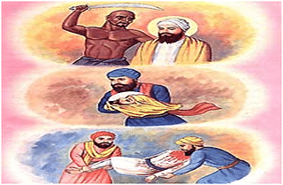 Painting depicting Guru Tegh Bahadur’s serenity even when facing brutal death; Bhai Jaita and Lakhi Shah Vanjara retrieving Guru Tegh Bahadur’s remains for a proper cremation. Image courtesy: http://pilgrimage-sikhism.blogspot.com/2010/09/guru-tegh-bahadur-jis-sacrifice-to.html&nbsp;