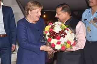 German Chancellor Angela Merkel arrived in New Delhi on Thursday (@MEAIndia/Twitter)