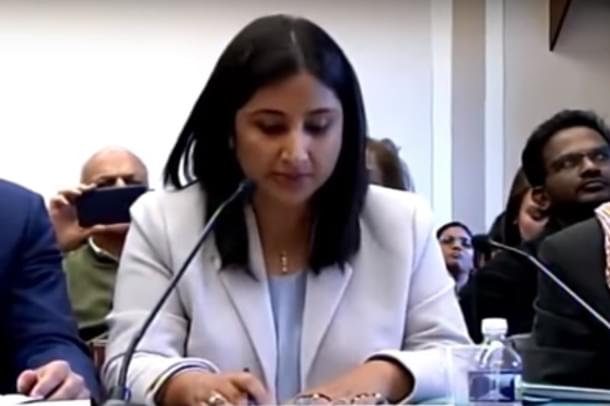 Sunanda Vashisht during the US panel hearing (Screengrab via YouTube)