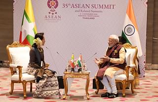 Prime Minister Narendra Modi and Myanmar’s State Counsellor Aung San Suu Kyi (Twitter/@narendramodi)
