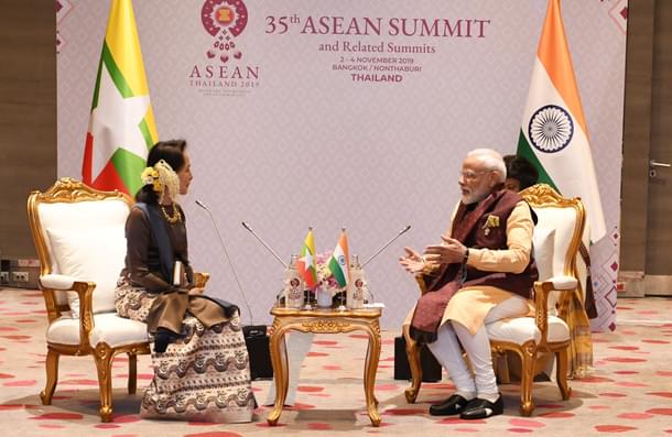 Prime Minister Narendra Modi and Myanmar’s State Counsellor Aung San Suu Kyi (Twitter/@narendramodi)