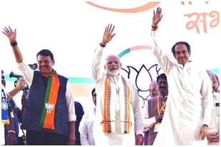 <b>IN HAPPIER TIMES: </b>Devendra Fadnavis, Narendra Modi and Uddhav Thackeray.