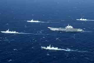 A Chinese navy formation in the South China Sea. (STR—AFP via Getty Images)