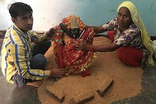 Dalit family with the Kali idol in Incholi 