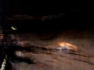Cave Shelter Nine: The small oval hole through which the early morning light filters through into the cave.