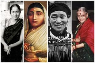 From left to right, Kamala Sohonie (IISc Connect/Anil Sohonie), Ahilyabai Holkar, Rani Gaidinliu and M S Subbulakshmi (<a href="https://en.wikipedia.org/wiki/User:C.Daniel_Chelliah">C.Daniel Chelliah</a>/Wikipedia)
