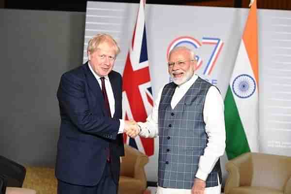 British Prime Minister Boris Johnson with Prime Minister Narendra Modi (@narendramodi/Twitter)