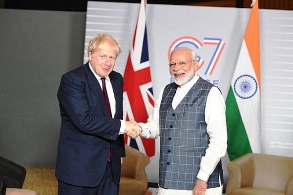British Prime Minister Boris Johnson with Prime Minister Narendra Modi (@narendramodi/Twitter)
