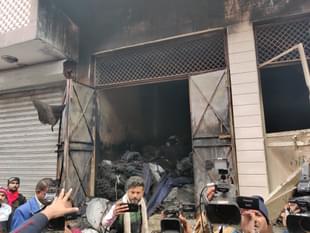 Cloth godown that caught fire in Delhi’s Kirari (Twitter/@SatyendarJain)