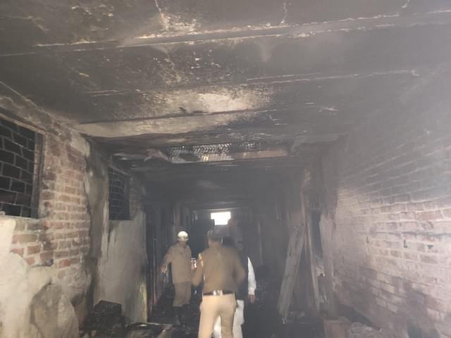 The site post fire break-out. (Twitter/@AamAadmiParty)