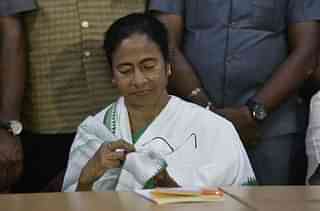 West Bengal Chief Minister Mamata Banerjee during a press conference. (Sanchit Khanna/Hindustan Times via Getty Images)