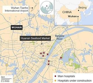  Map of Wuhan city, showing the seafood market and other important landmarks.