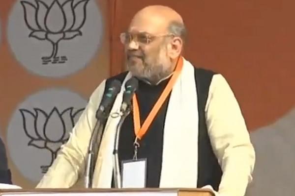 Home Minister Amit Shah addressing a rally in support of CAA (Pic Via Twitter)