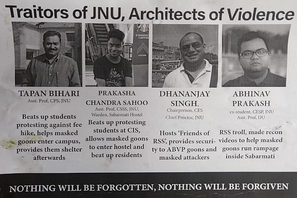 Poster warning non-left professors (Pic via Abhinav Prakash)