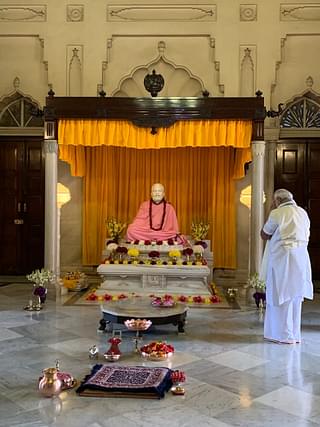 A silent prayer at the altar of Sri Ramakrishna.&nbsp;
