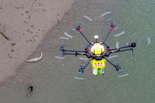 A drone mapping a crocodile. 