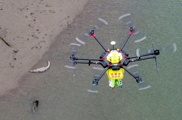 A drone mapping a crocodile. 