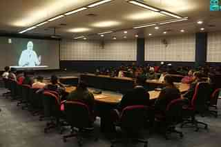 Students attentively listening to the PM via videoconferencing.&nbsp;