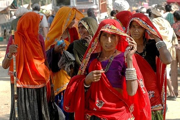 Women with the ghoonghat in Rajasthan.