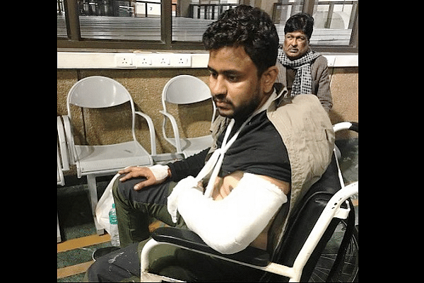 ABVP worker suffering grave injuries (Pic via Meenakshi Lekhi)