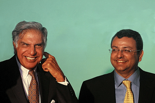 Ratan Tata, left, and Cyrus Mistry. (PUNIT PARANJPE/AFP/Getty Images)