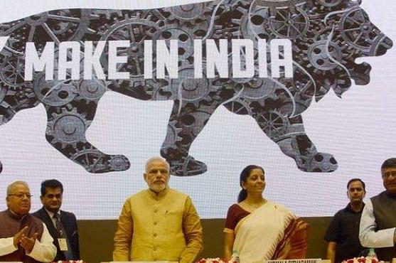 Nirmala Sitharaman with Prime Minister Narendra Modi at a Make-in-India conclave (Representative Image)