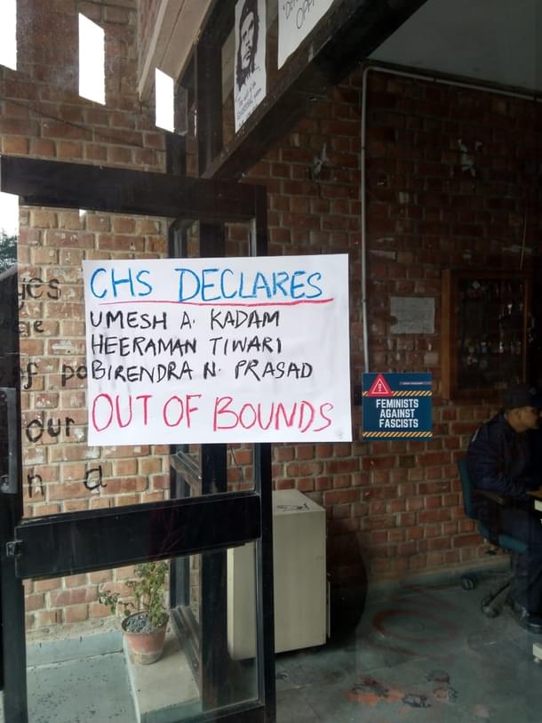 A poster outside CHS