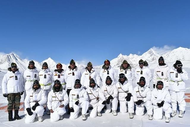 Former Indian Army Chief General M M Naravane with troops at Siachen glacier (Representative Image)
